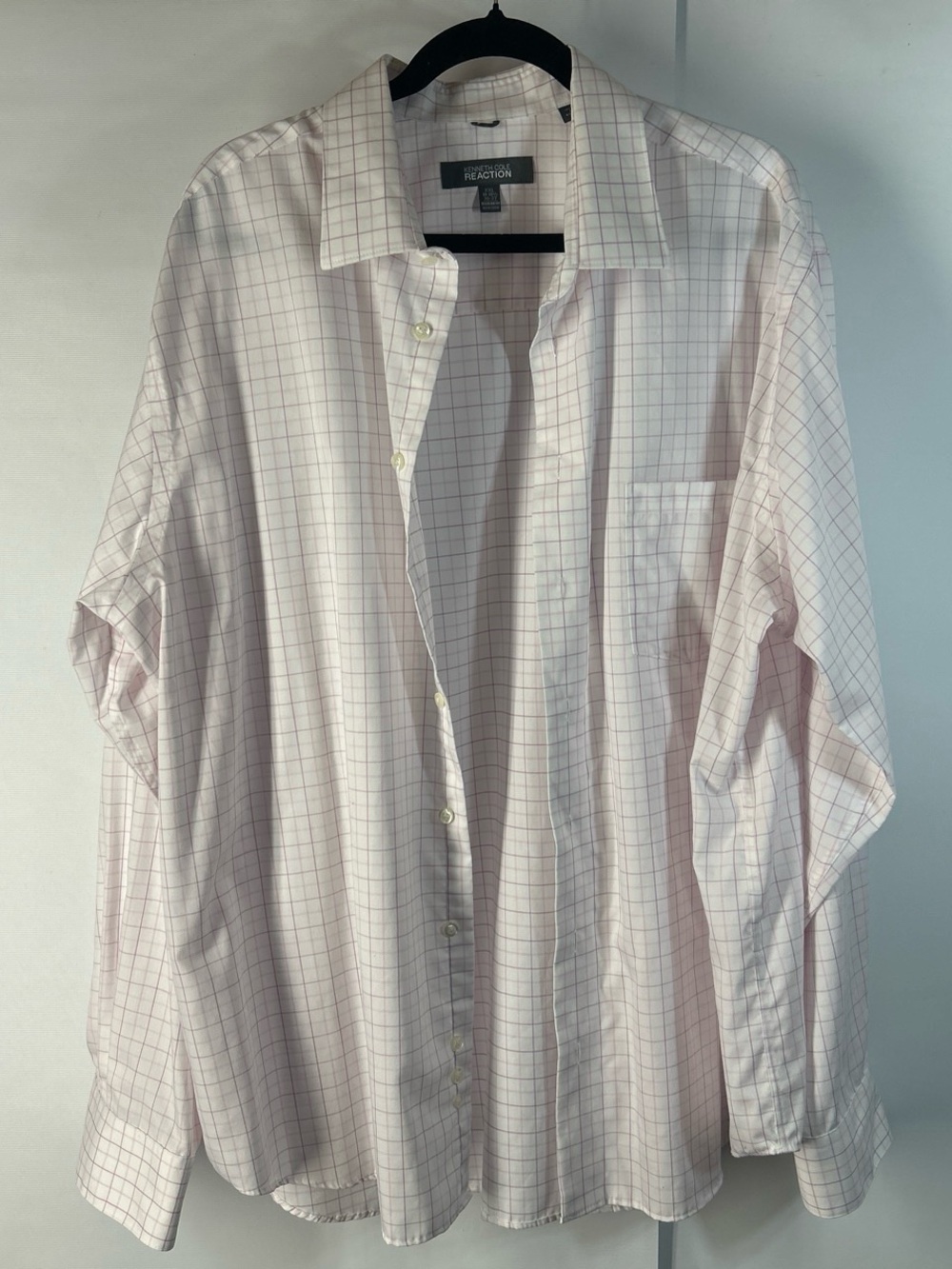 Kenneth Cole Reaction Men's Pink Windowpane Dress Shirt